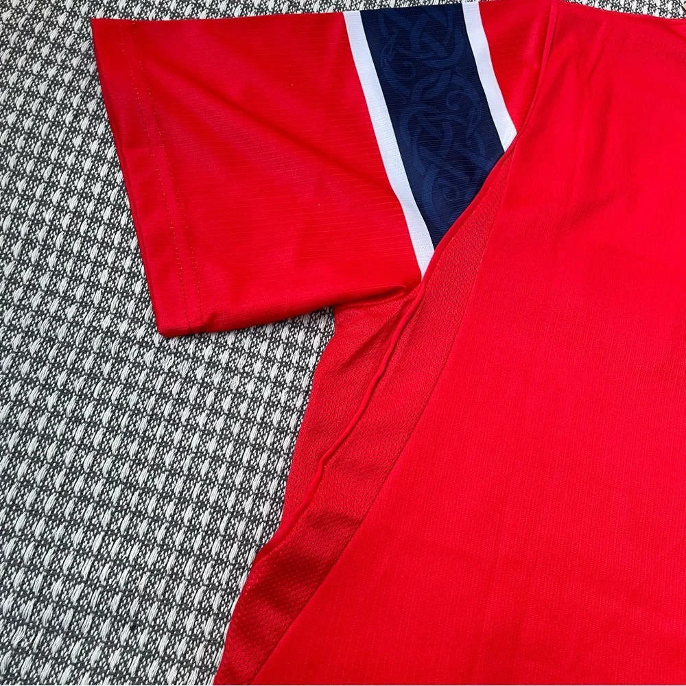 Nike Norway Red Soccer Jersey with Navy Cross